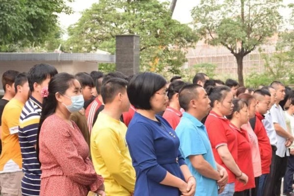 四月也要元氣滿滿！萬昌公司昨日召開全體動員晨會